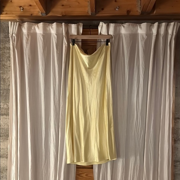 Madewell Light Yellow Satin Maxi Slip Skirt - Picture 2 of 10